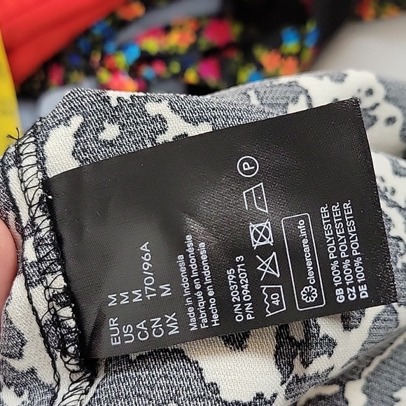 H&M Puff Sleeve Sheath DressWomens Size M Black TanGraphic Long Sleeve. # 66 - Picture 11 of 12